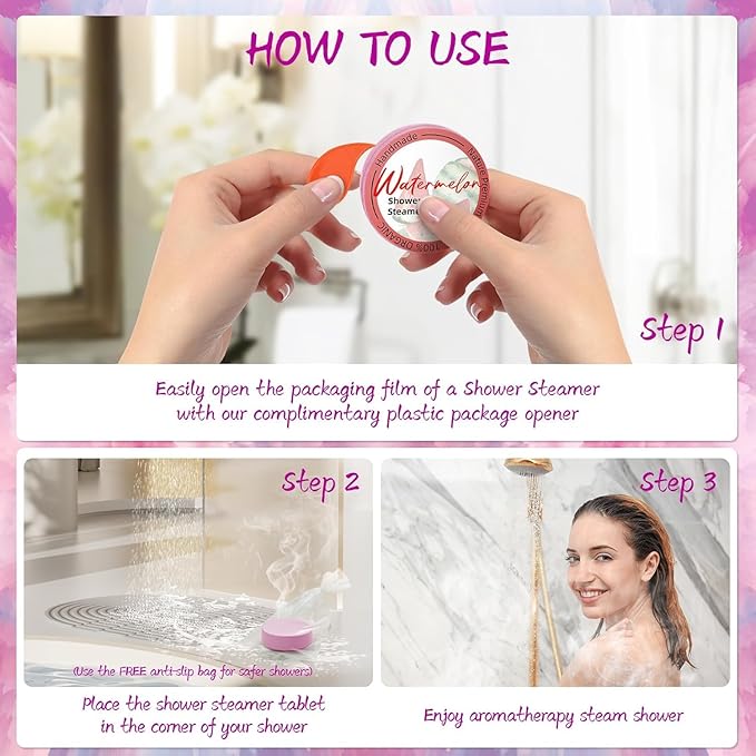 Shower Steamers Aromatherapy 8 Pack - Gifts for Women, Shower Bombs with Essential Oils, Self Care and Stress Relief Stocking Stuffers, Birthday Gifts for Women and Men. Dreamy Watercolor Style
