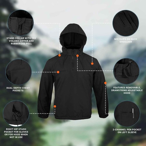 Propper Men's Tall Size Hooded Softshell Job Shirt, Black