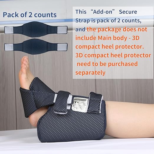 Ehucon Add-on Secure Strap Prevent 3D Heel Protector from Shifting or Falling Off,Relieve Pressure Ulcer Pain-Sold as 2 Count-Navy（NOT INCLUTE 3D Heel Protector）