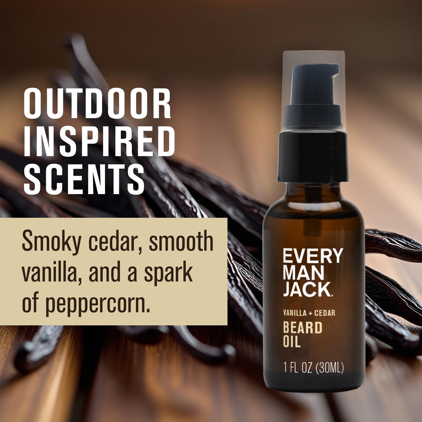Every Man Jack Mens Beard Oil - Vanilla + Cedar Fragrance - Deeply Moisturizes and Softens Your Beard and Adds a Natural Shine -