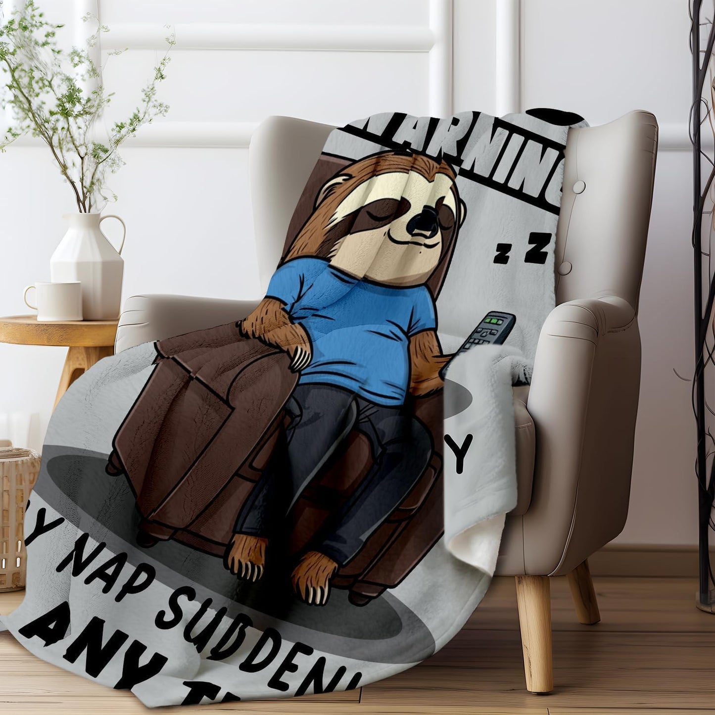 Grandpa Gifts, Blanket Gifts for Grandpa from Grandkids, Grandfather Birthday Gift, 60"×50" Funny Flannel Blanket for Granfather on Christmas Valentines Fathers - Warning May Nap Suddenly at Any Time