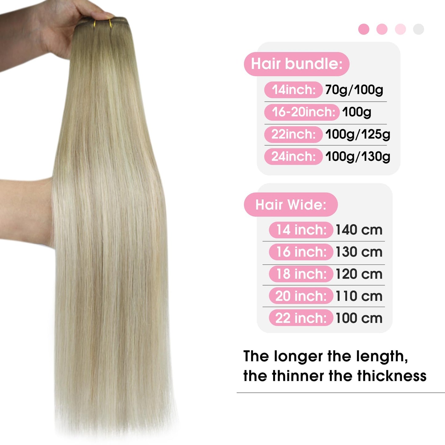 YoungSee Ombre Blonde Human Hair Weft Extensions Straight Silky Sew in Real Human Hair Extensions Ash Blonde Ombre Sunkissed Blo