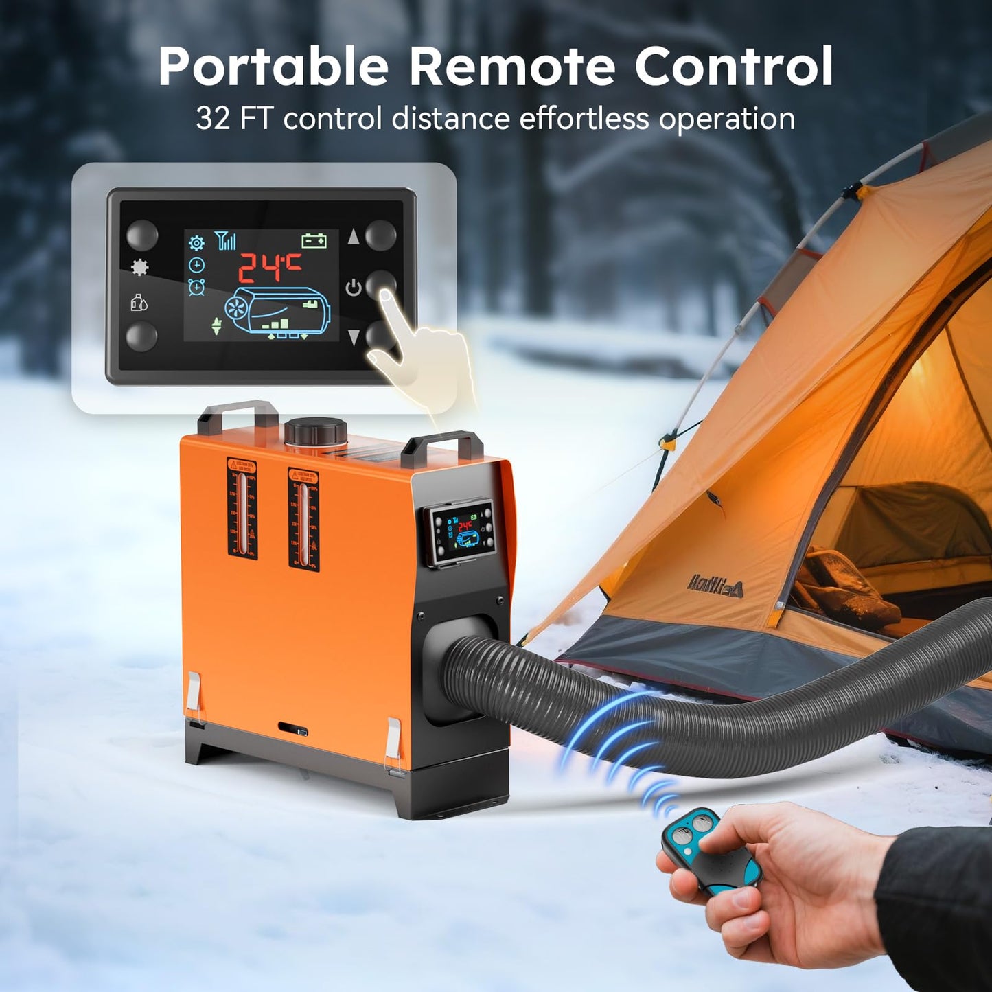 Diesel Heater 12V 8KW with 1.32 Gal Fuel Tank and Remote Control, All in One Air Heater for RV, Truck, Boat, Camper, Car (Orange)