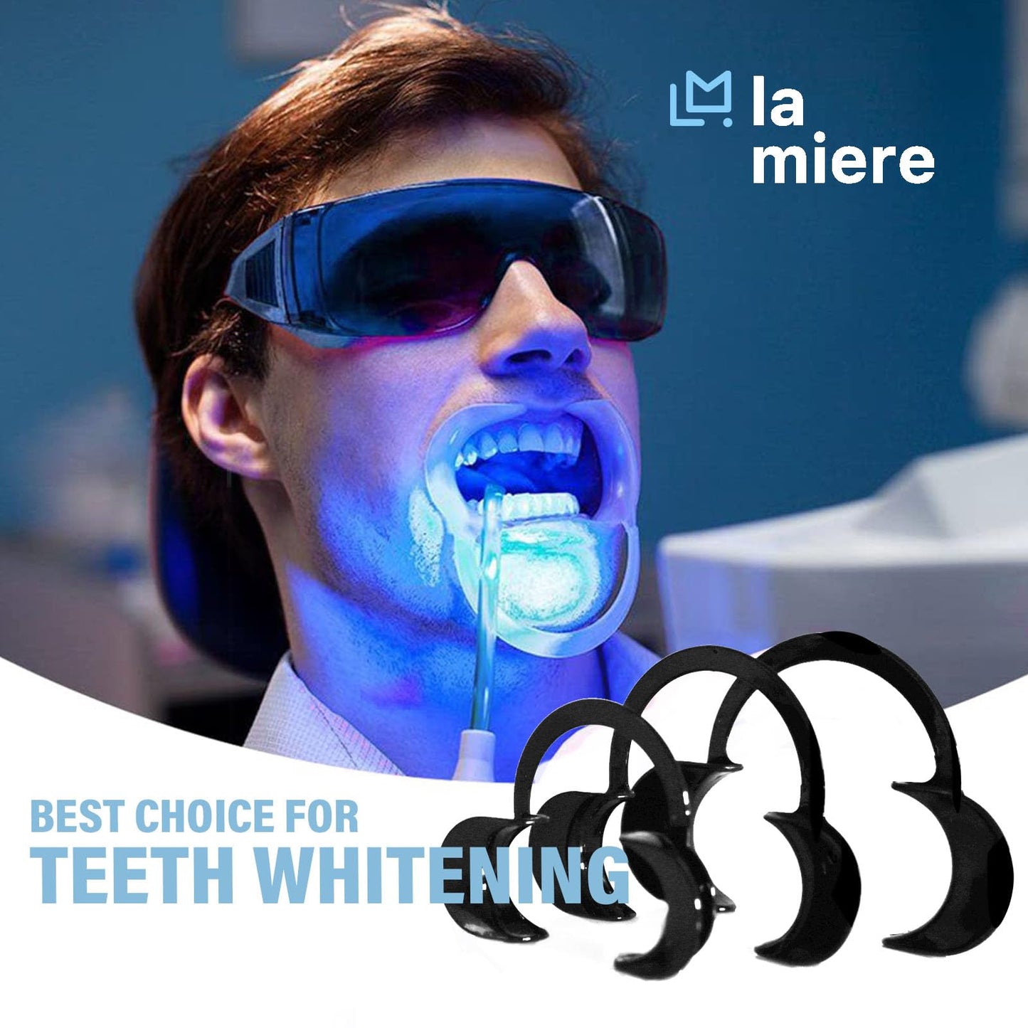 LA MIERE Dental Cheek Retractor C Shape Mouth Opener Size S,M,L, Pack of 3, Black