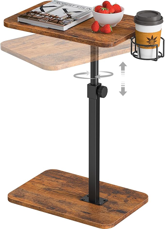 Giikin TV Tray Table, 360° Swivel Height Adjustable TV Trays for Eating on Couch,Sofa Armrest Side Table for Small Spaces ...
