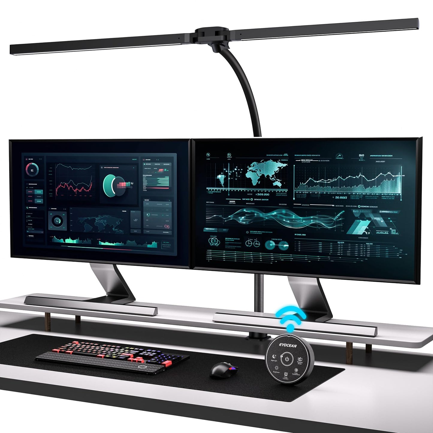 EYOCEAN Desk Lamp with Clamp, 31.5" LED Desk Lamp for Home Office, 24W Gesture Sensing Control Desk Light, Dimmable & Color Temperature, Eye-Caring Office Lamp, Brightest Architect Lamp for Screen