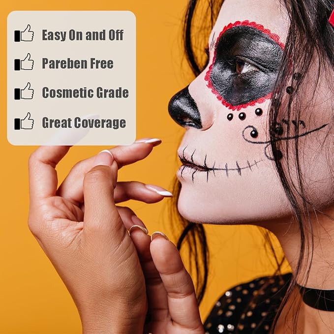 Bowitzki 30g Professional Face Paint Body Paint Water Based Face painting Makeup Safe for Kids and Adults Split Cake Single Color - Metallic silver