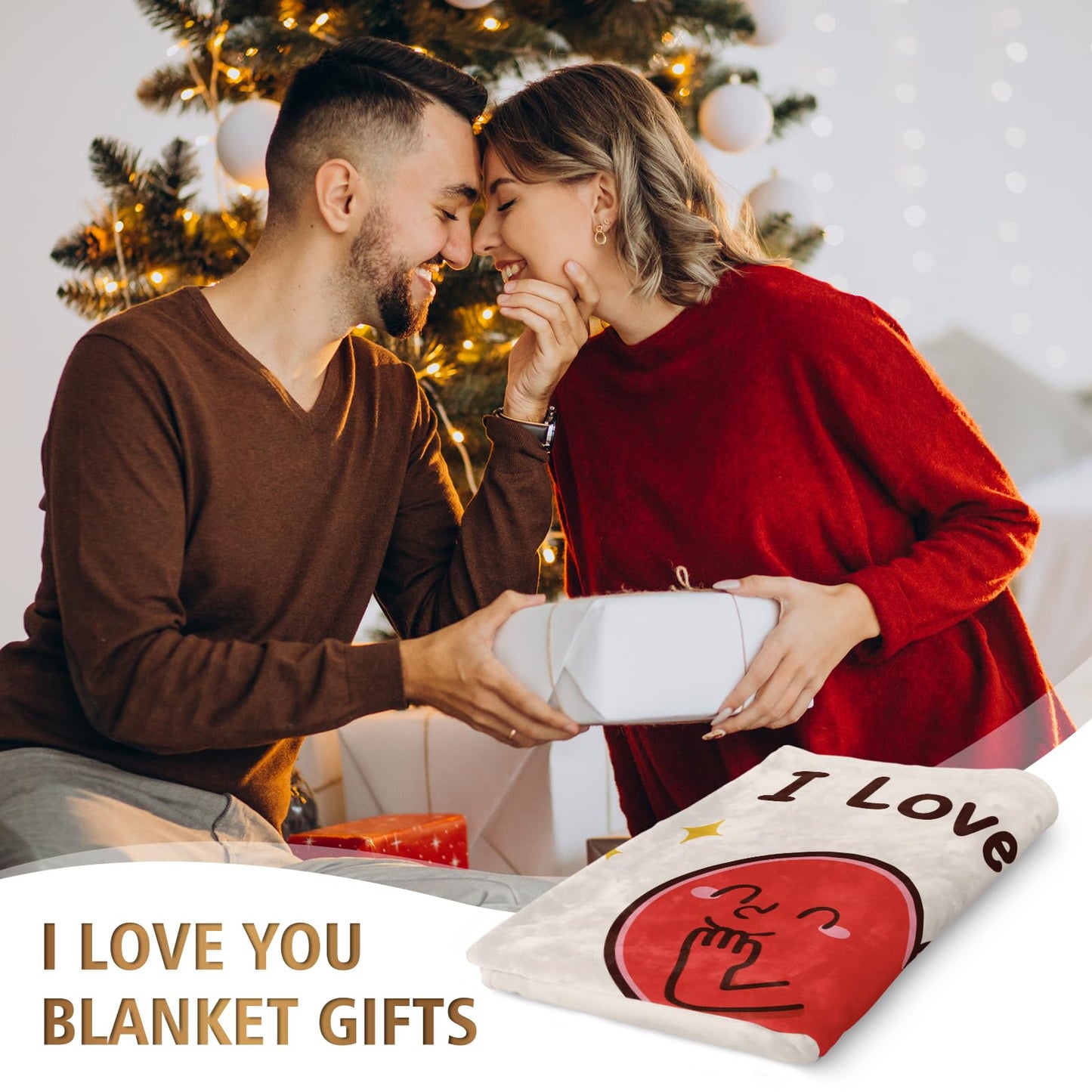 Funny Gifts for Him Her, Anniversary Wedding Birthday Gifts for Boyfriend, Girlfriend, I Love You Heart Blanket for Couple Husband Wife 60" x 50"