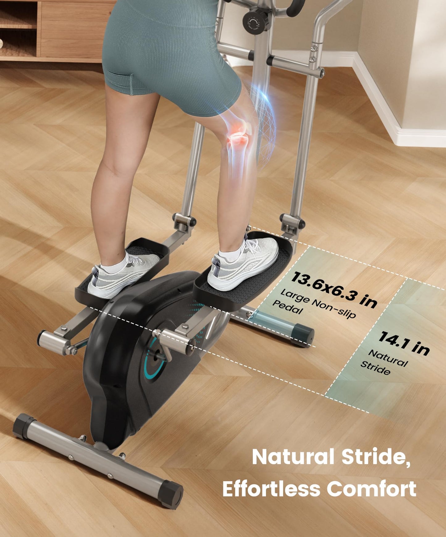 Dripex Elliptical Exercise Machine, Hyper-Quiet Magnetic Elliptical Machine for Home, 16-Level Resistance Elliptical Training Machines with 13.2LBS Flywheel, Pulse Sensor & LCD Monitor (Turquoise)