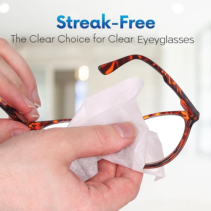 Lens Wipes for Eyeglasses - Pre-moistened Eyeglass Lens Cleaning Wipes - 600 Lens Wipes Individually Wrapped Sracth-Free Streak-Free Eye Glasses Wipes Lens Cleaner for Sunglass & Camera Lens