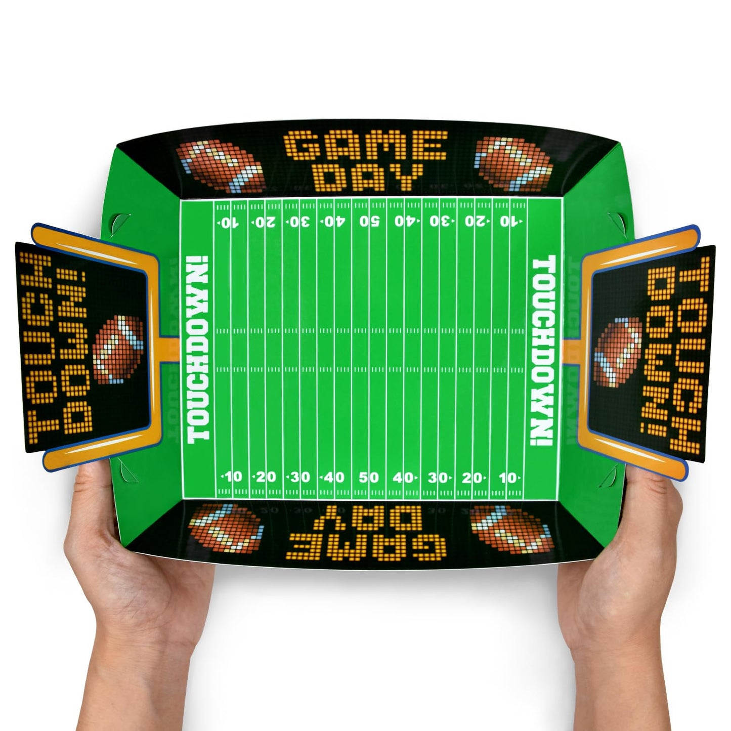 Gatherfun Football Party Supplies Kit for 36: Large Football Food Plates, Disposable Bowls,Food Trays - Ideal Football Party Decorations and Favors for Birthday and Tailgate Partie