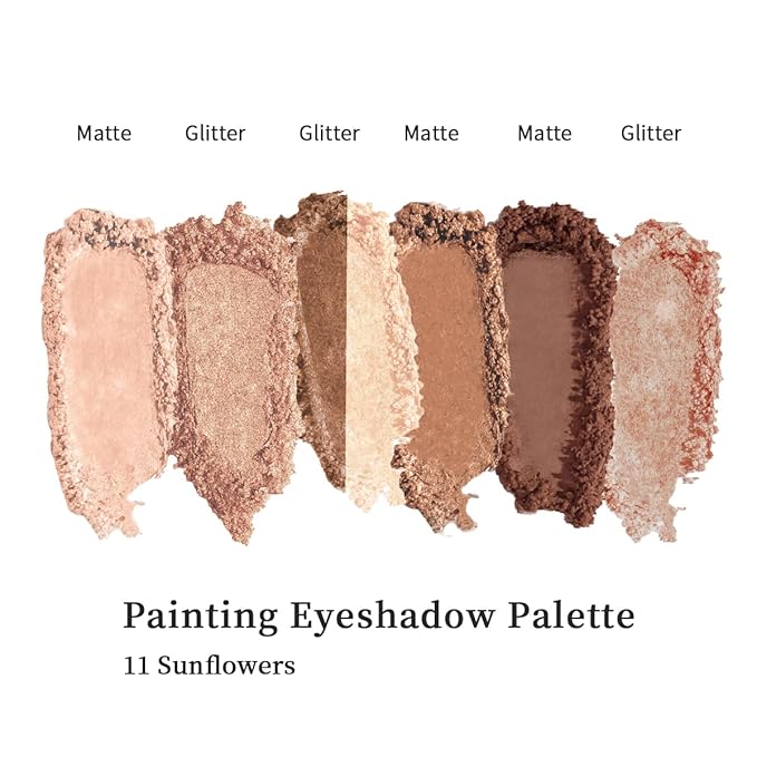 MilleFée Painting Shadow Palette 11 Sunflowers, Eyeshadow Palette, Warm Deep, Cruelty-Free, Smudge-Proof, Smooth Powder, High Blendable, High Pigmented