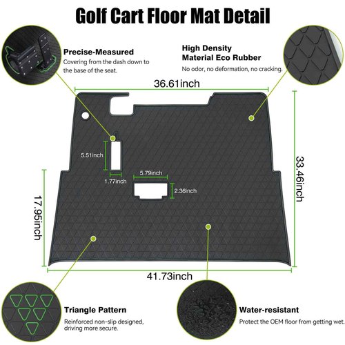 EZGO TXT Golf Cart Full Coverage Floor Liner Mat, fits EZGO TXT (1994+), Valor(1994+), Express S4(2012-2020), Cushman Workhorse, EX1(2020),Durable Anti-Slip Rubber, Black Trim/Red Trim