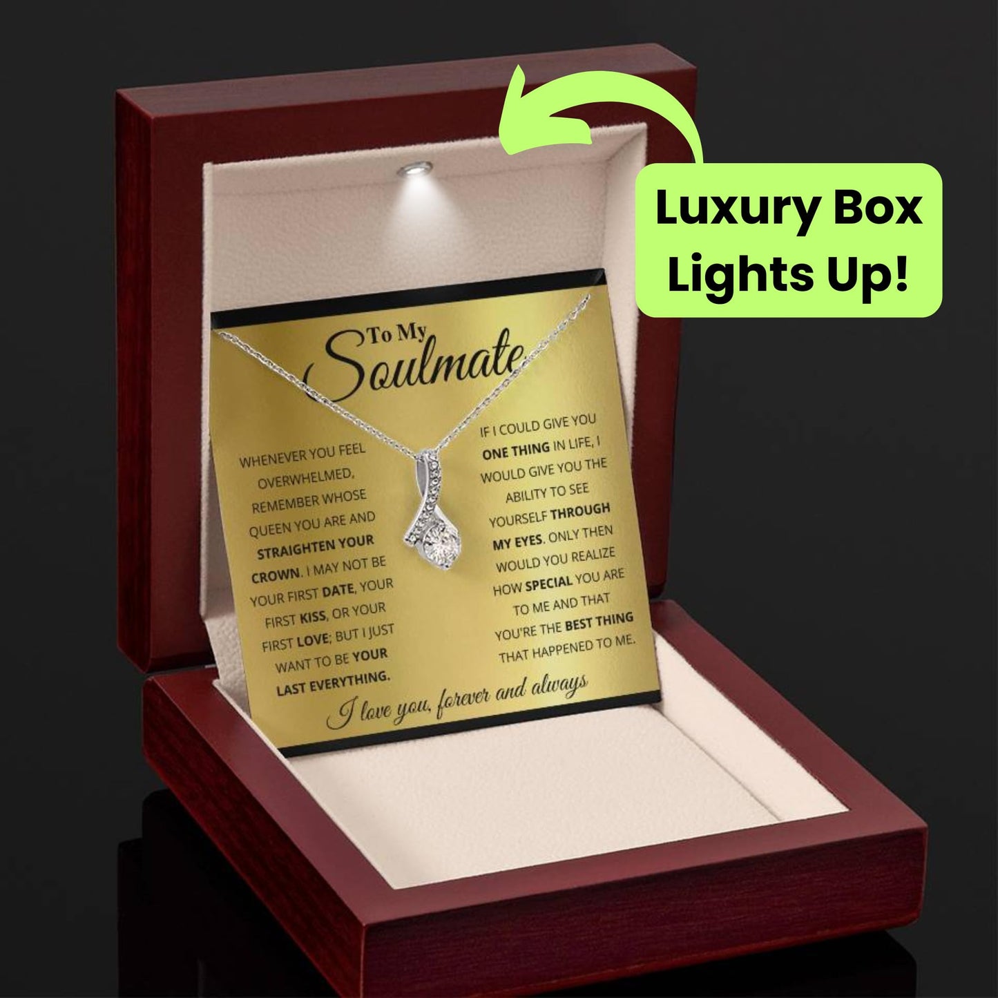 Birthday Gifts for Wife from Husband | Soulmate Necklace with Heartfelt Message Card & Gift Box | Anniversary, Birthday, Christmas or Valentine’s Day Gift for Girlfriend, Fiancée, or Future Wife