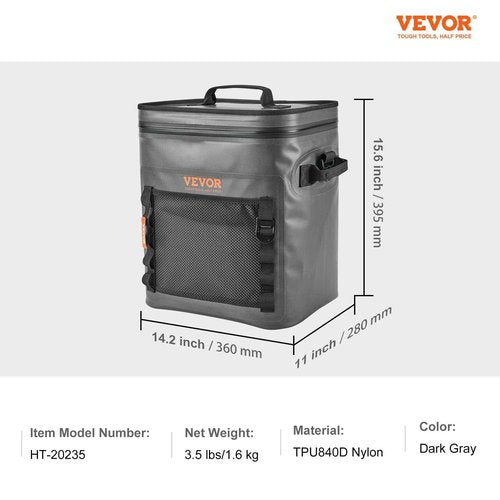 VEVOR Soft Cooler 30 Cans Insulated Cooler Bag Leakproof Waterproof Lunch Soft Cooler Lightweight & Portable Cooler for Beach, Hiking, Camping, Travel, Picnic, Car, Cooler