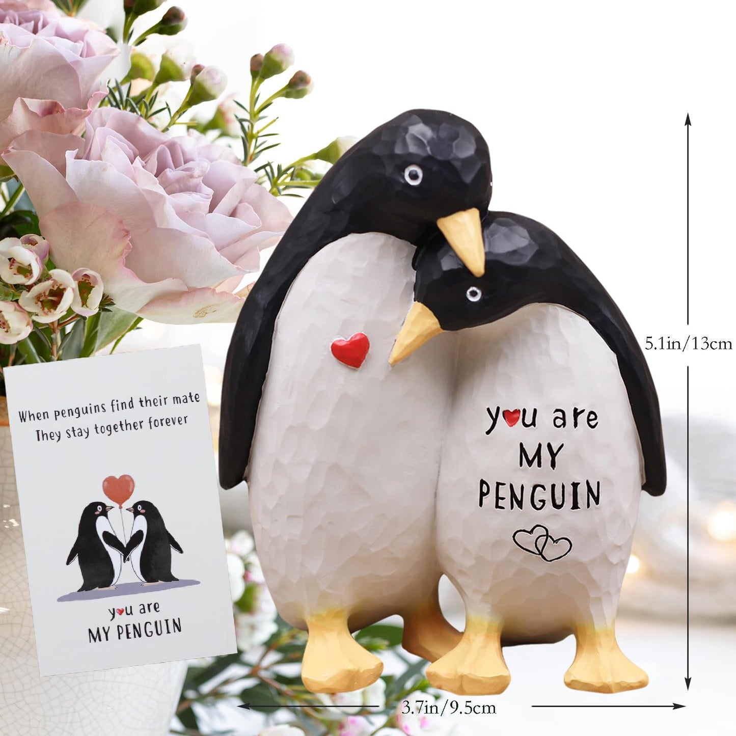 AUMELO Anniversary Wedding Gifts for Women Men Couple, Gifts for Her Him, Birthday Gift for Girlfriend Boyfriend, I Love You Gift for Wife -Couple Penguin Figurine for Christmas Valentines Day