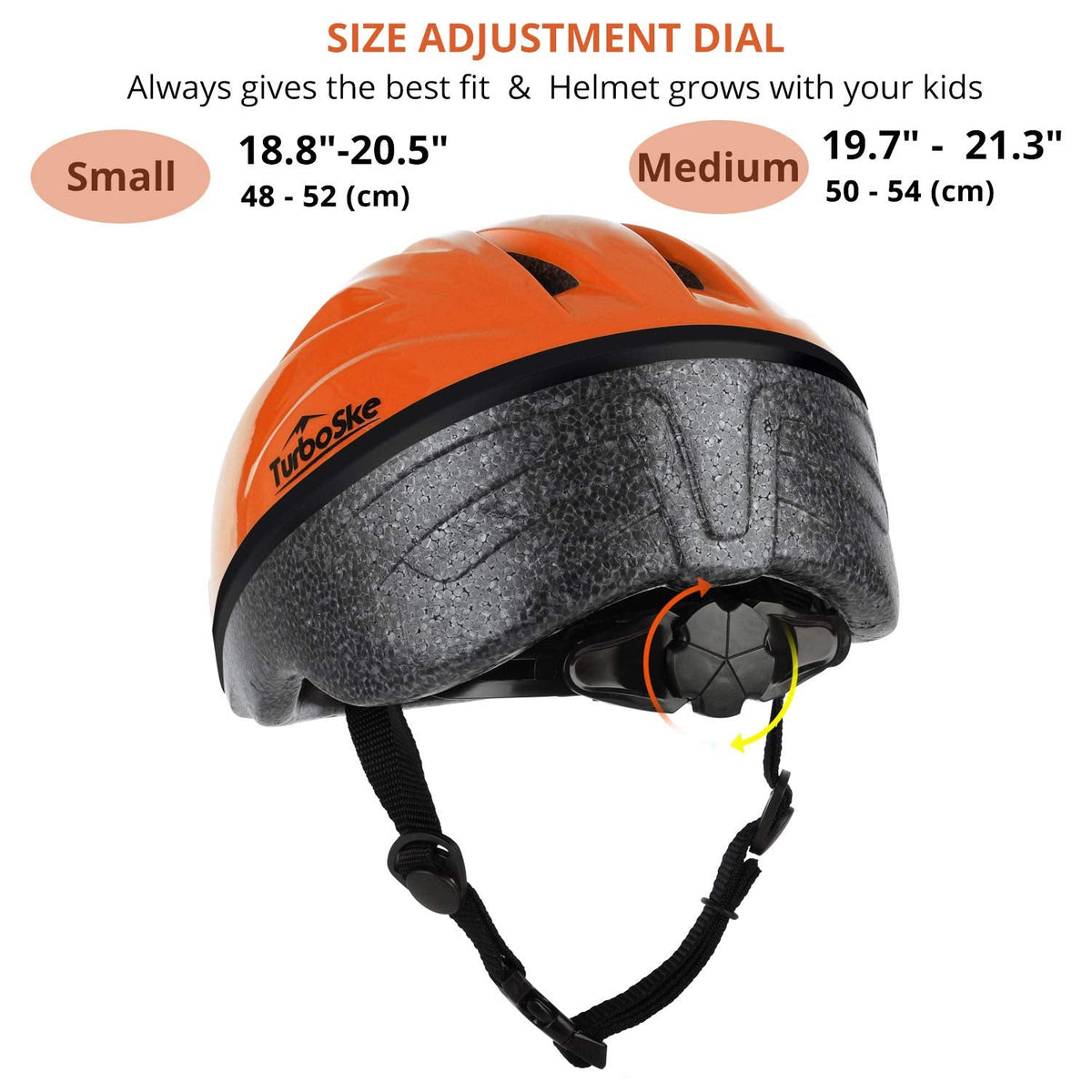 TurboSke Toddler Kids Bike Helmet, Multi-Sport Helmet Size Adjustable for Boys and Girls (Glossy Orange, Small: 48-52cm/18.8"-20.5")