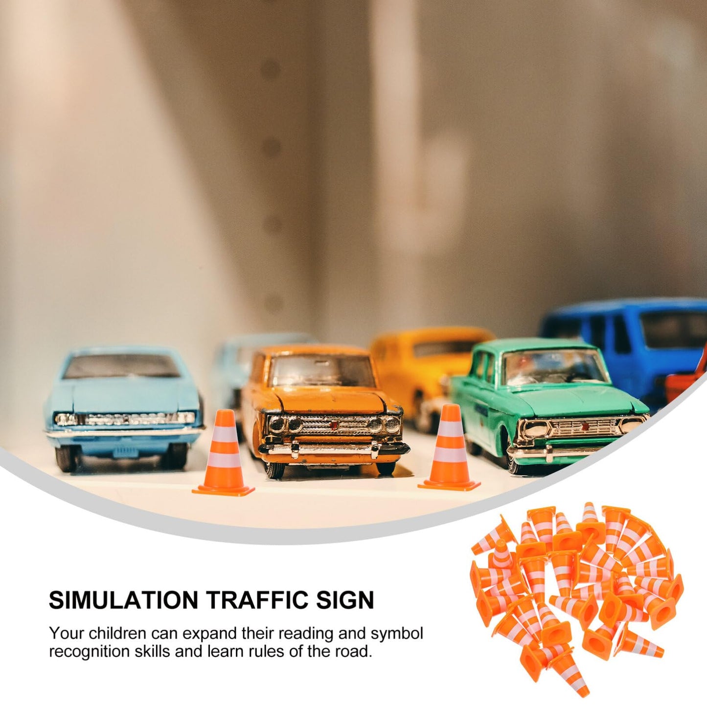 TOPPERFUN 30Pcs Mini Traffic Cones, 1in Mini Cones Orange Small Roadblock Construction Signs, Tiny Traffic Toys Training Scene Roadblocks, Multifunctional Building Theme Party Sports Activity Models