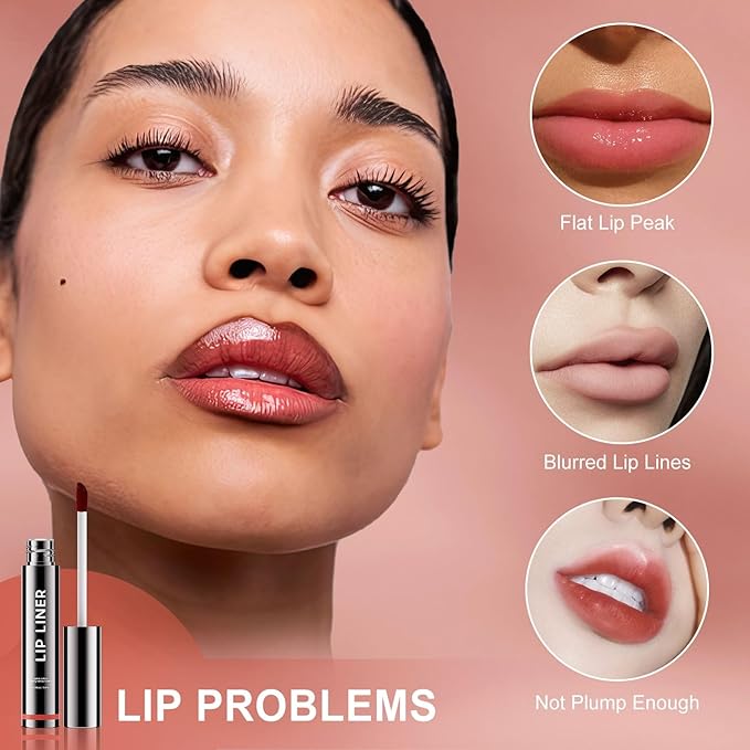 OETUIOW Lip Stain Peel Off, Lip Liner Moisturizing Long-Lasting & Waterproof, Transfer Proof & Plumping, Non-Stick Cup, Nude Pink Color