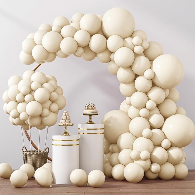 RUBFAC 129pcs Ivory white Balloons Different Sizes 18 12 10 5 Inch Latex Balloon Garland Arch for Party Decoration Birthda...
