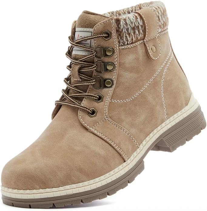 ANJOUFEMME Casual Winter Hiking Boots For Women - Womens Outdoor Snow Ankle Boots Waterproof Lightweight Lace up Fur Lined...