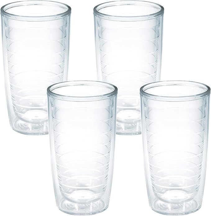 Tervis Clear & Colorful Tabletop Made in USA Double Walled Insulated Tumbler Travel Cup Keeps Drinks Cold & Hot, 16oz - 4p...
