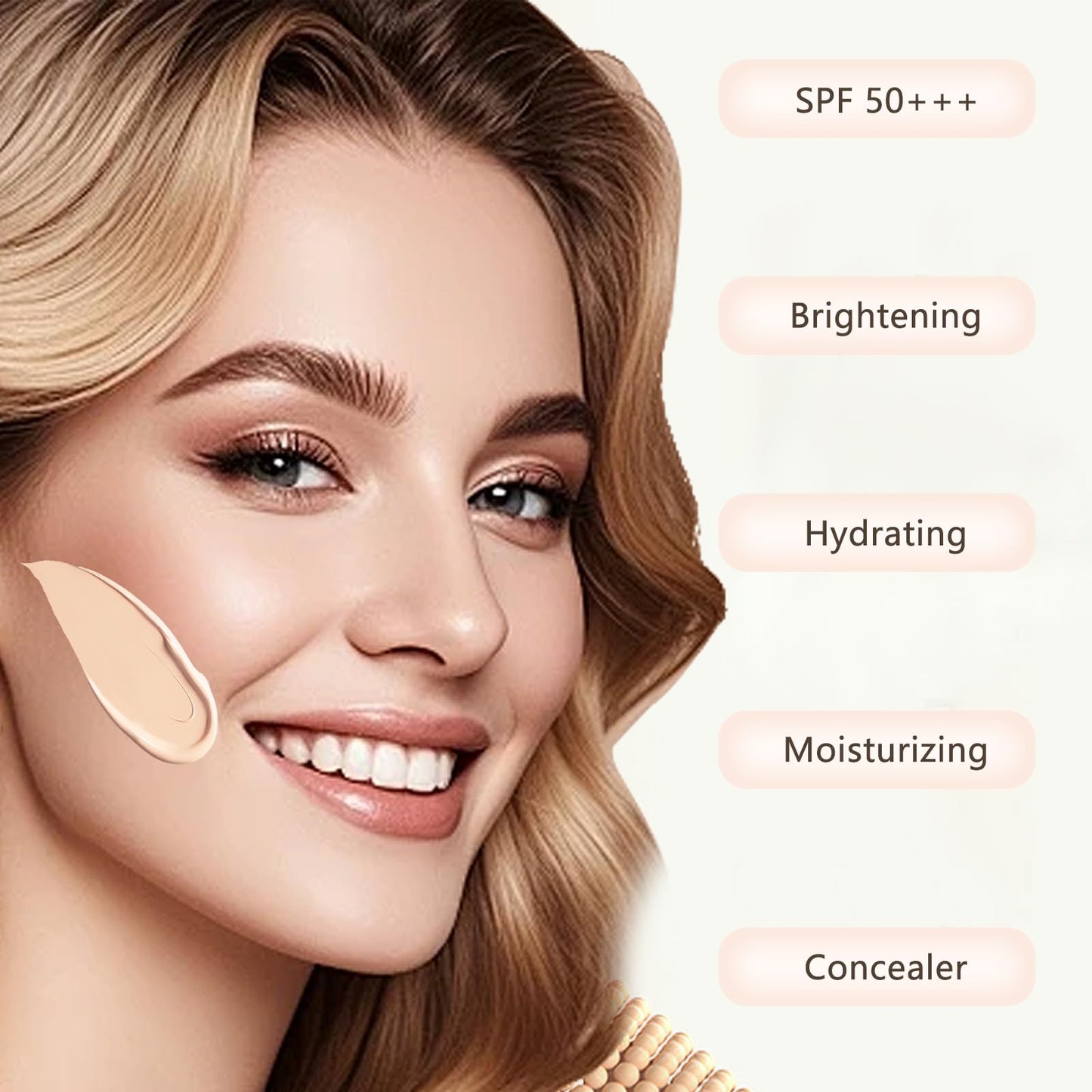 O'CHEAL BB Cream with SPF 50+ | Full Coverage Tinted Moisturizer with Buildable Concealer Powder Foundation, Oil-Free, Hydrating