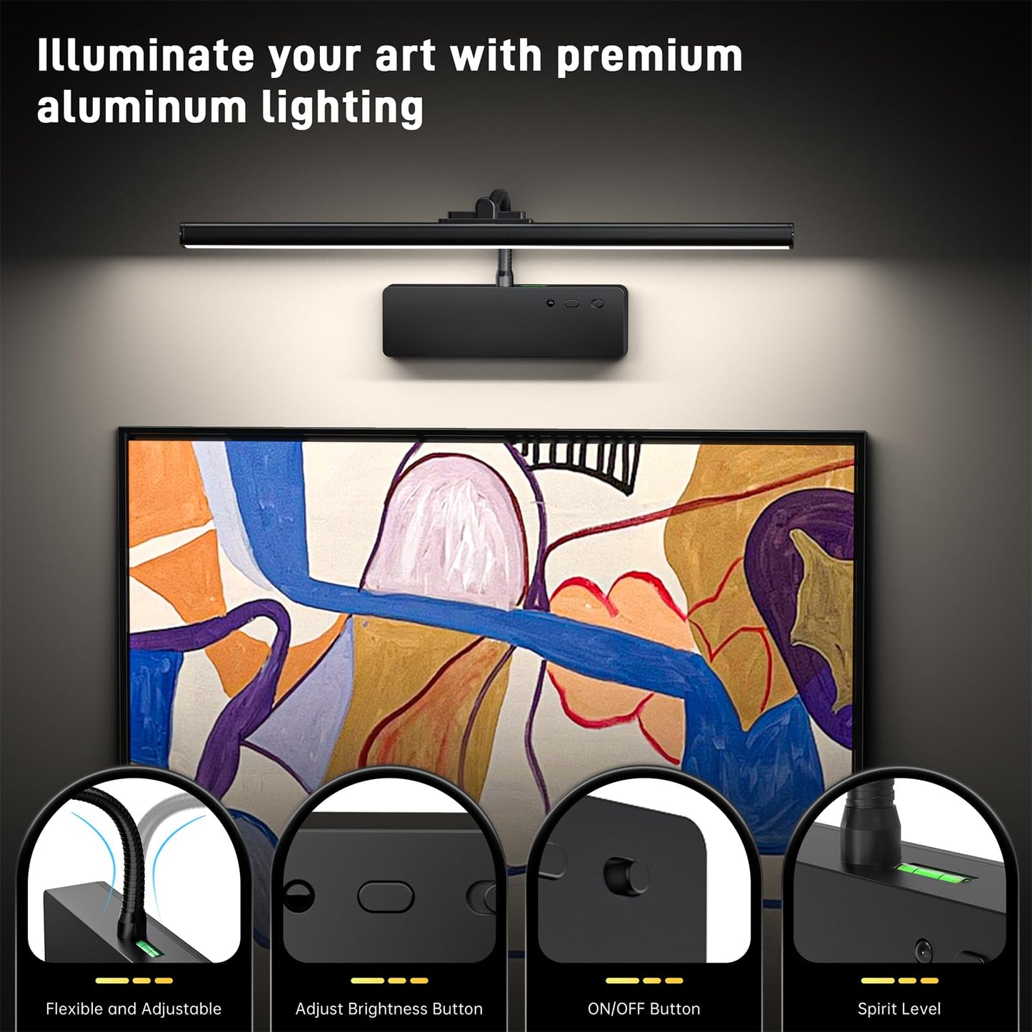 Picture Light, 15.35inch Wireless Picture Lights for Wall Rechargeable, 5400mAh Battery Wall Light with Remote, 3 Color Art Lighting for Paintings with Timer and Dimmable Artwork Display (Black-2PCS)