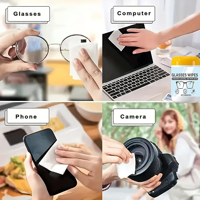 Lens Wipes for Eyeglasses - Scratch Free Anti-Fog Cleaner - Glasses Cleaner Wipes | for Phone Computer Electronics Laptop Monitor TV Camera Goggles