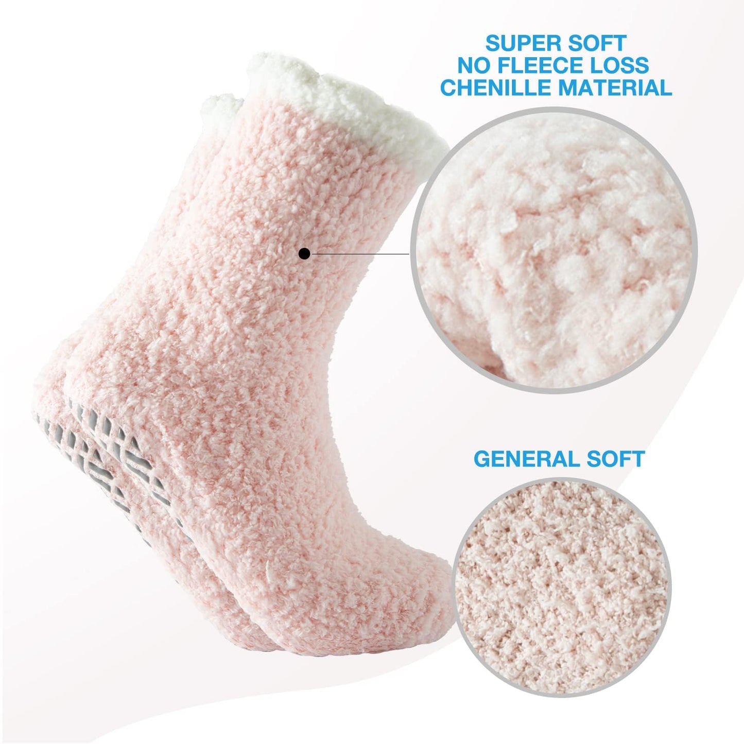 Bulinlulu Fuzzy Socks with Grips Plush Sleep Cozy Winter Soft Hospital Fluffy Socks Gifts for Womens Mens Gifts(Black/Dark Green/Grass Yellow/Blue/Grey/White)