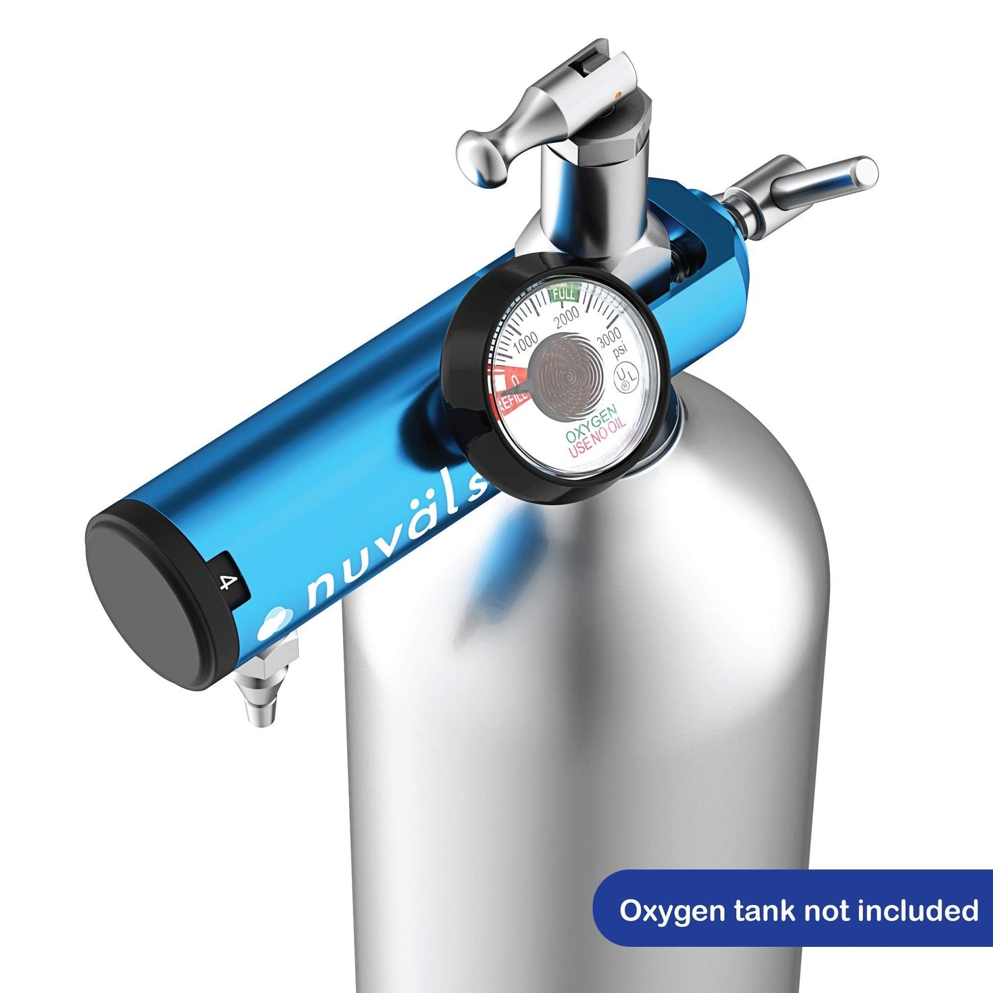 Nuvälsa Ozone Therapy Low Flow Oxygen Regulator – Easy to Use – Works with Ozone Generators – Compatible with Oxygen Cylinders up to 3,000 PSI – T-Handle Connection – CGA 870