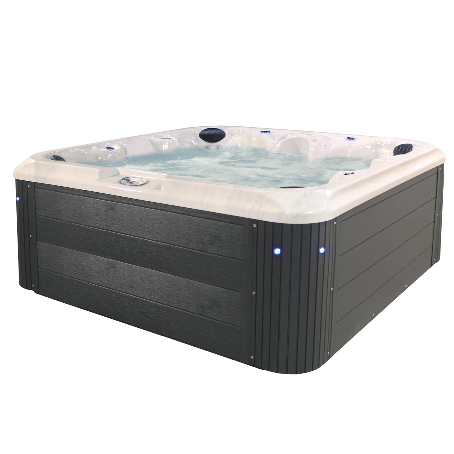 AquaLife Grand Banks™ 6-Person 81-Jet Acrylic Non-Lounger Hot Tub with LED Lighting, Insulated Cover, Stainless Steel Heater and Ozonator