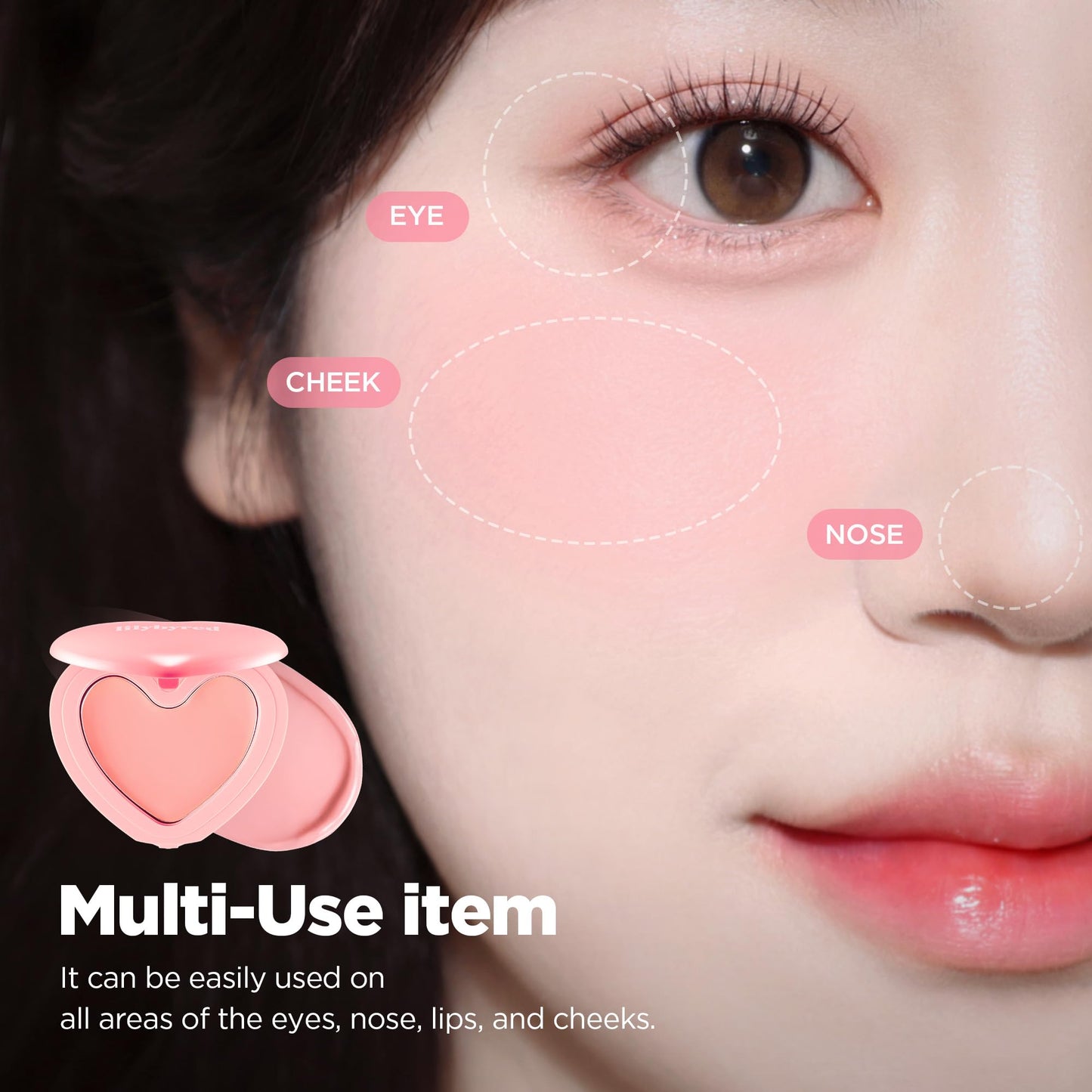 lilybyred Luv Beam Cheek Balm | Heart-Shaped Korean Cream Blush, Semi-Matte Finish, Long-Lasting, Blendable & Buildable, Soft Cr