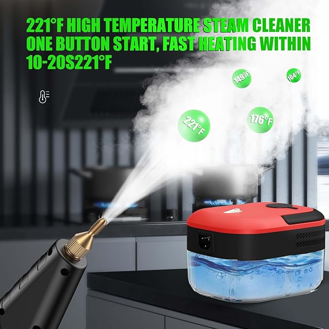 2500W Steam Cleaner for Home & Car, 15s Heat-Up Handheld Steamer for Cleaning, 1.2L Portable High Steam Cleaners, 6-Level Steam Control with 14 pcs Accessories Kit for Car, Floors, Couches, Grout