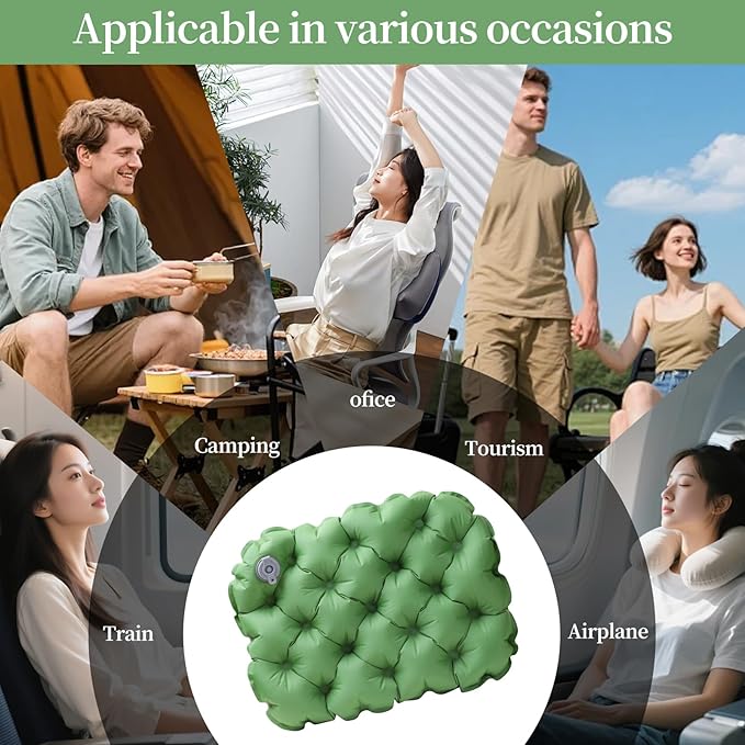 Bzhouyy Inflatable Seat Cushion,16 Inh Portable Lightweight Waterproof Stadium Seat Pad, Inflatable Seat Cushion for Air Travel,Hiking, Office, Car, for Pressure Relief No Pump Needed