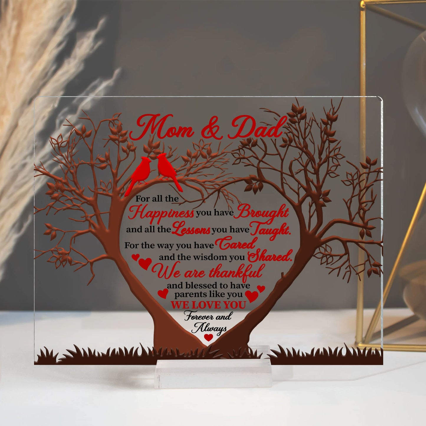 ARTSYWIX Mom & Dad Gifts from Daughter Son, To My Parents Acrylic Plaque, Thank You Mom & Dad Keepsake, Grateful Gift for Parents Mother-in-law, Bonus Mom Stepdad Present, Anniversary Wedding Gifts