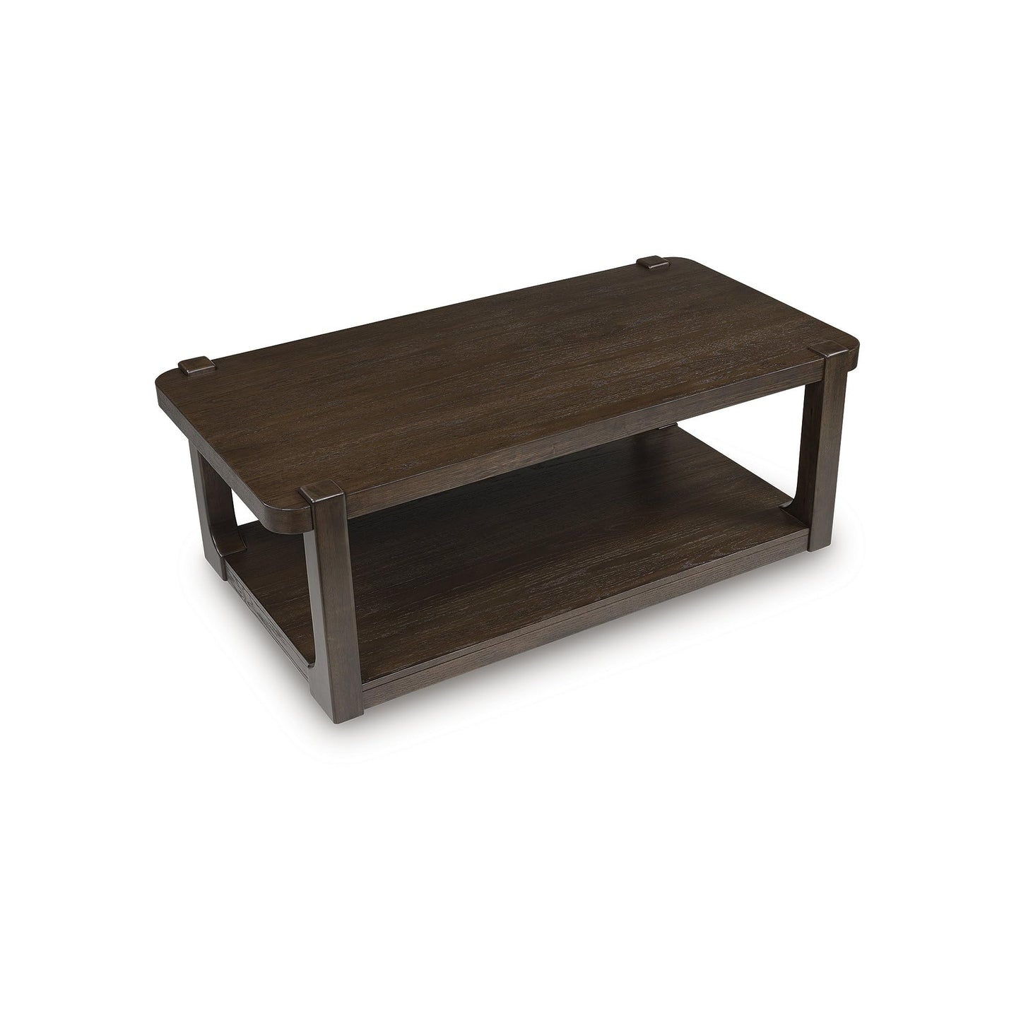 Signature Design by Ashley Breckington Contemporary Coffee Table with Lower Shelf and Casters, Dark Brown