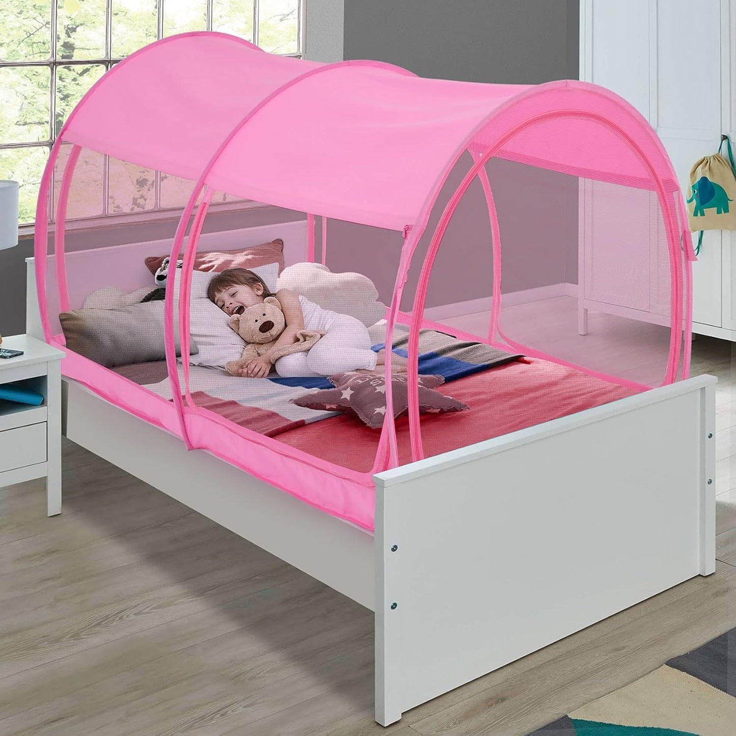 Alvantor Full Size Canopy Bed Mesh Full Bed Tent Mosquito Net for Bed Pop Up Ten Bed Privacy Tent Slumberpod Blackout Indoor Tent for Bed Sleeping Tents (Mattress Not Included)