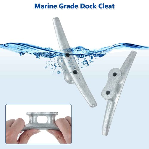 Dock Cleats 10 Inch 4 Pack, Hot Dipped Galvanized Cast Iron Boat Cleats, Boat Dock Cleats with Bolts Weatherproof Tie Downs for Boat, Decks, Rope, Marine or Decoration