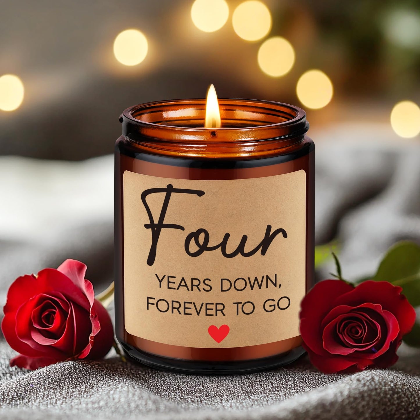 Fairy's Gift 4 Year Anniversary Candle Gifts for Him Her Husband Wife Boyfriend Girlfriend, 4th Anniversary Couples Gifts Ideas, 4th Wedding Anniv. Happy Presents for Couple, Happy Fourth Year Anniv.
