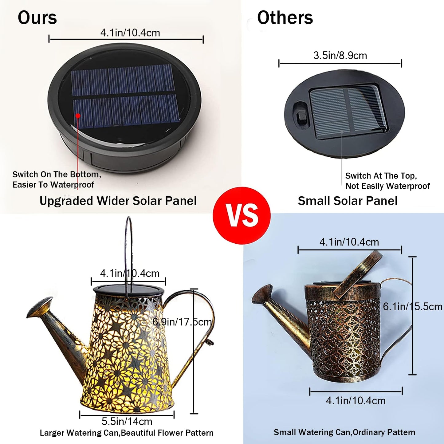 VOOKRY Solar Watering Can Lights, Large Retro Metal Hanging Solar Lights Outdoor Waterproof, Birthday Gifts for Women Mom Grandma Garden Decor Yard Light LED Decoration Outside for Porch Lawn Patio