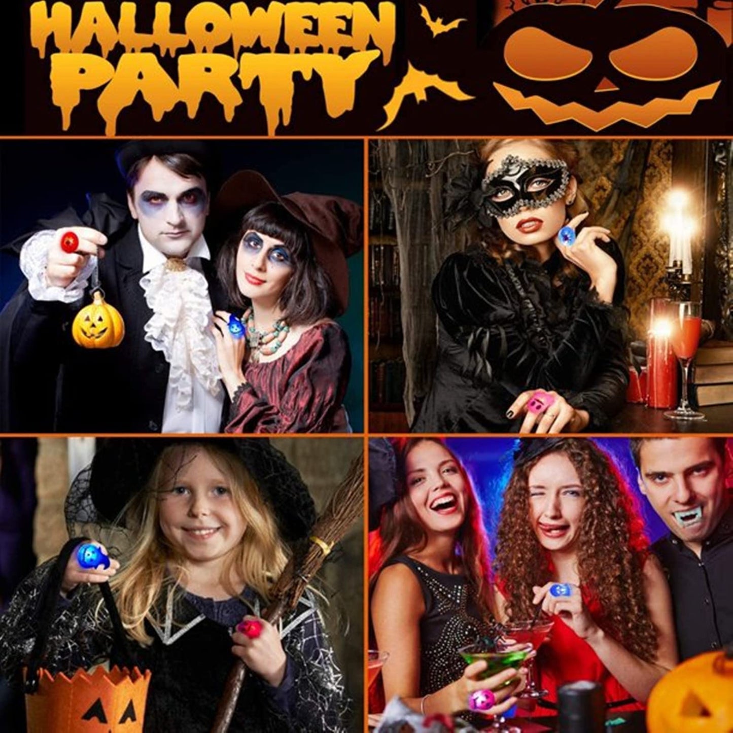 Halloween Light Up Rings 50Pcs Halloween Party Favors Light Up Toys luminous Flash Finger LED Ring Blinking Jelly Rubber Ring for Kids Adults