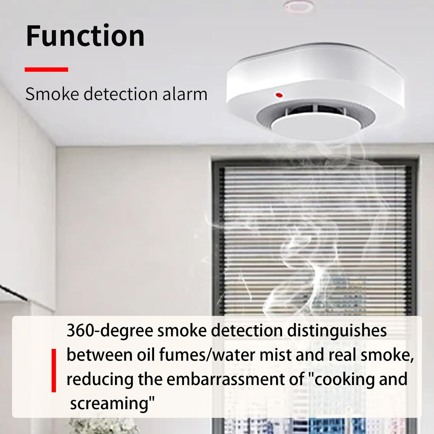 COHANSHAN Smoke Alarm，Smoke Detector，fire Alarms Smoke detectors，AA Batteries for 5-Year Life，complies with UL Certification，360° Intelligent Detection，Battery-Powered Smoke Alarm，Wiring-Free，3-Pack