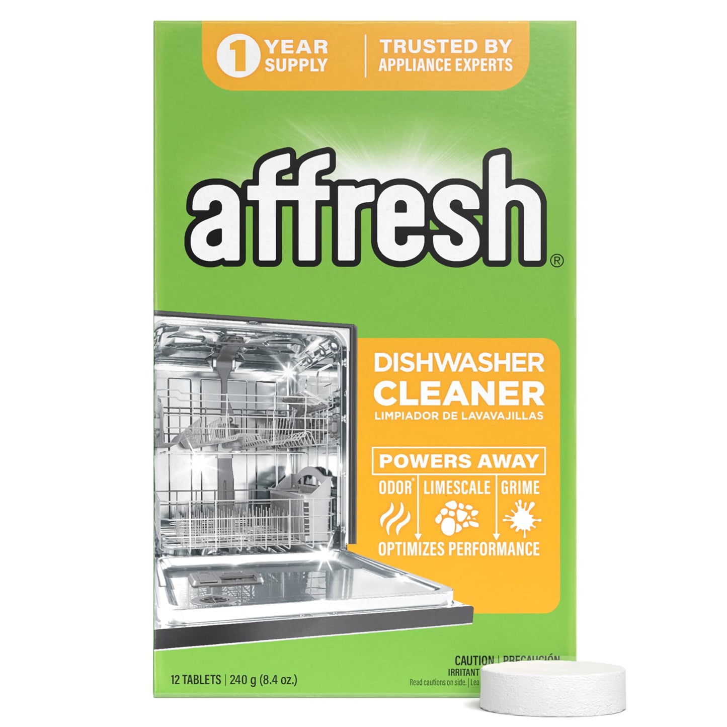Affresh Dishwasher Cleaner, Helps Power Away Odor Causing Bacteria, Limescale, Mineral Deposits & Grime Inside Pump, Tub & Hoses, 12 Tablets, 1 Year Supply