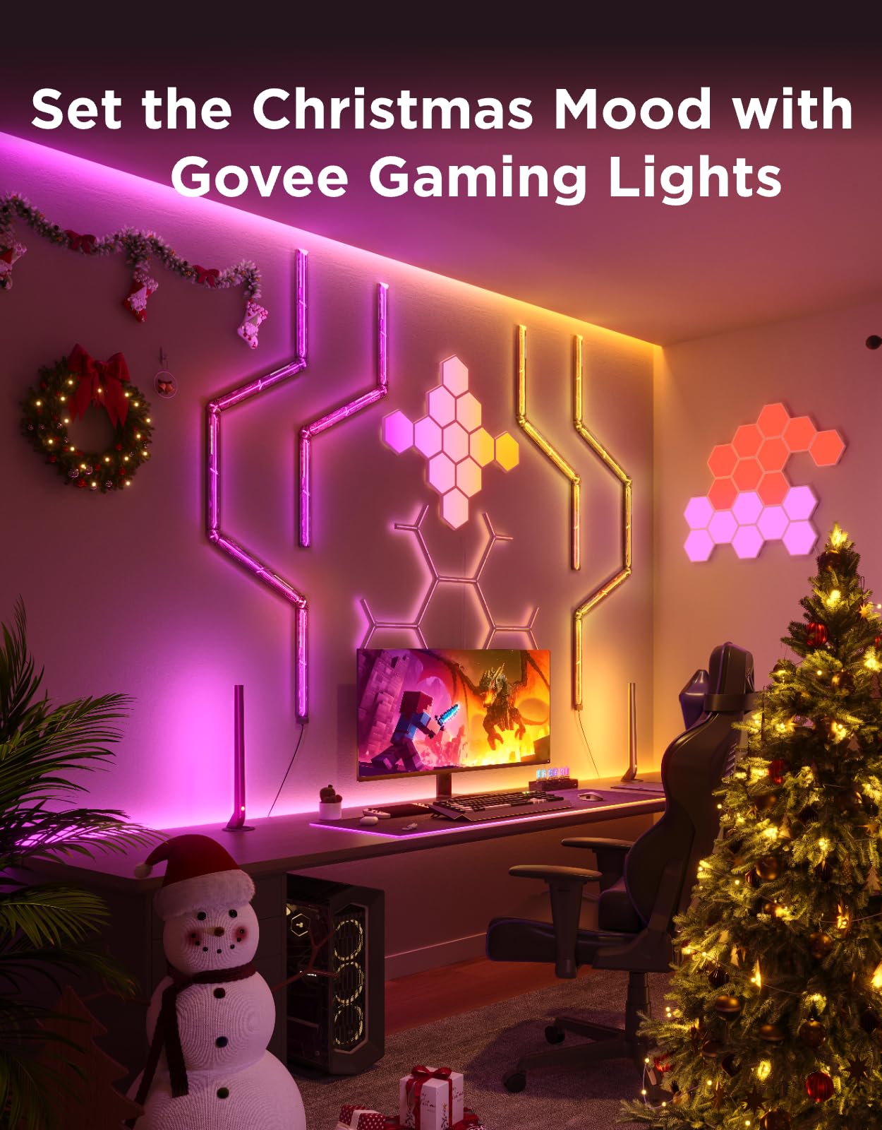 Govee RGBIC Gaming Light Bars H6047 with Smart Controller, Wi-Fi Smart LED Gaming Lights with Music Modes and 60+ Scene Modes Built, Works with Alexa & Google Assistant, Game Room Lights Decor