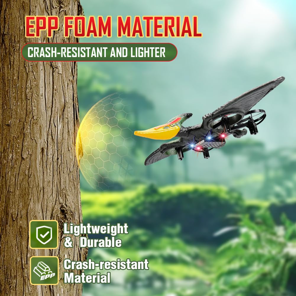 Pterodactyl Drone Dragon Toys Drones for Kids and Adults Easy to Flying Dinosaur Toys Remote Controlled Aircraft for Beginners Hobby RC Plane Toys Birthday Gifts for Boys 8-12