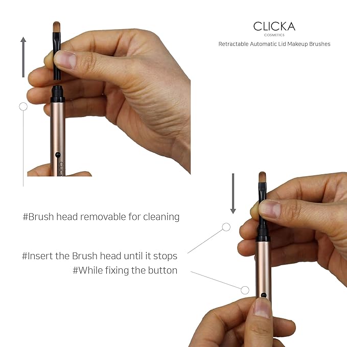 Retractable Automatic Lid Professional Lip Brush 1pc (Champagne Gold)