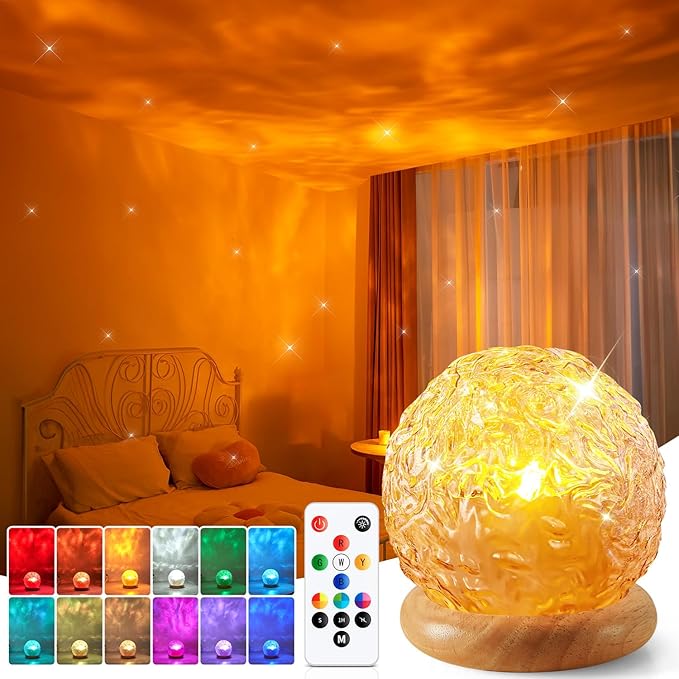 Ambient Lighting,216 Modes Mood Lighting,3-in-1 Sunset Light & Ocean Wave & Northern Lights Projector,Remote Control Valen...