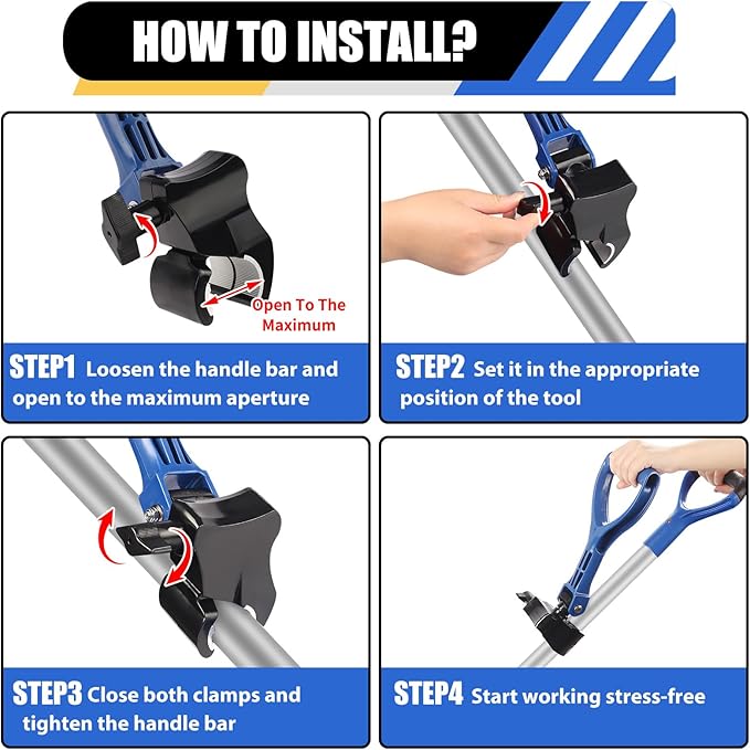 Adjustable Snow Shovel Handle, Back Saver Attachment for Snow Removal, Ergonomic Weed Eater Handle Extension Universal Fit for Shovels Rakes Weed Eater String Trimmers Snow Shovels Gardening Tools