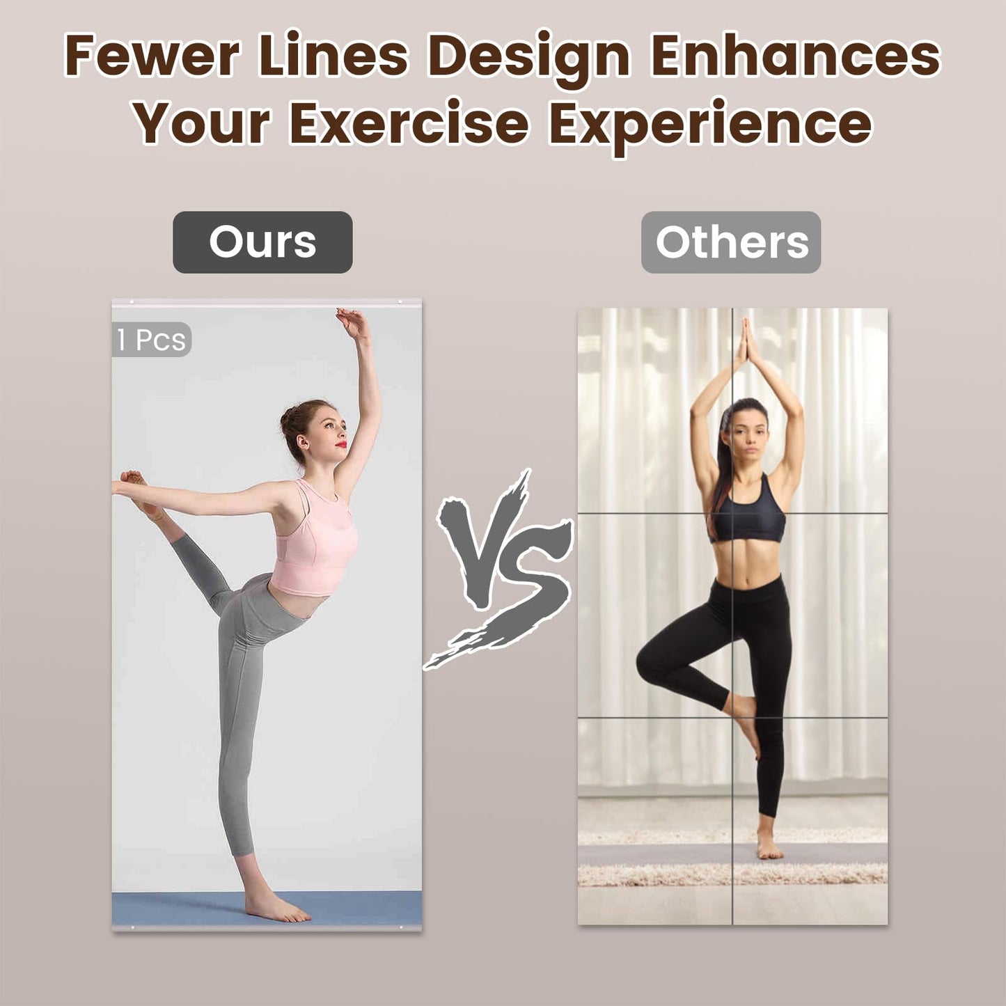 LOAAO Gym Mirror,66.93"x23.62"-3 PCS Mirror for Gym, Flexible Combination, Tempered Glass, Gym Wall Mirror for Home Gym, Dance Studio, Yoga Room, Garage Gym, Workout Room